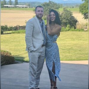 Long purple dress. Blue flower dress pick your favorite